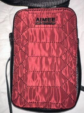 Amy Kestenberg Quilted Wine Red and Black Crossbody Pouch
